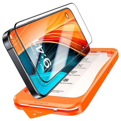 Film de protection d'écran Torras GlassGo Install Master pour Apple iPhone 16 Pro Max, Verre Trempé, Collage Complet, Noir