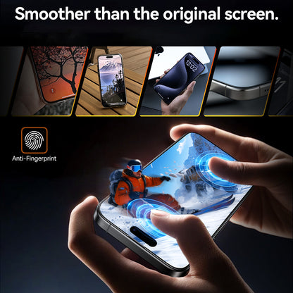 Film de protection d'écran Torras GlassGo Install Master pour Apple iPhone 16 Pro Max, Verre Trempé, Collage Complet, Noir