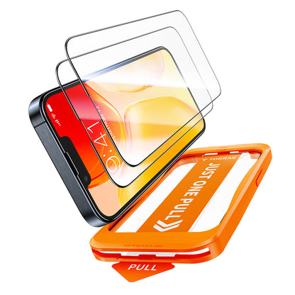 Torras GlassGo Install Master Displayschutzfolie für Apple iPhone 17e / 16e / 14 / 13 Pro, gehärtetes Glas, Vollklebung, 2 Stück Set