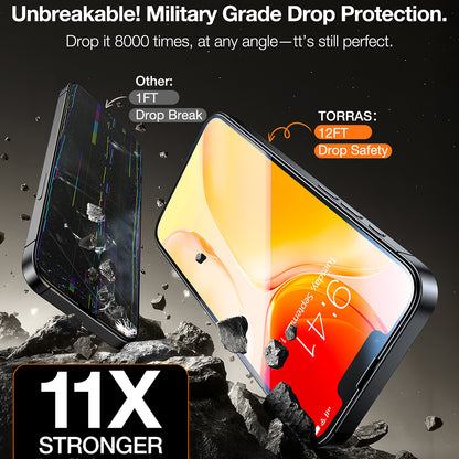 Torras GlassGo Install Master Displayschutzfolie für Apple iPhone 17e / 16e / 14 / 13 Pro, gehärtetes Glas, Vollklebung, 2 Stück Set