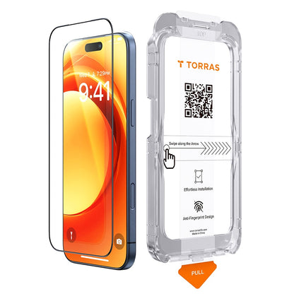 Film de protection d'écran Torras HD Shield pour Apple iPhone 18 Pro Max / 17 Pro Max, Verre trempé, Collage intégral, Noir