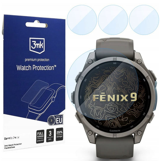 Film de protection 3MK FlexibleGlass pour Garmin Fenix 9 47mm, lot de 3 pièces, verre flexible