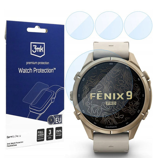 Film de protection 3MK FlexibleGlass pour Garmin Fenix 9 Pro 43mm, lot de 3 pièces, verre flexible