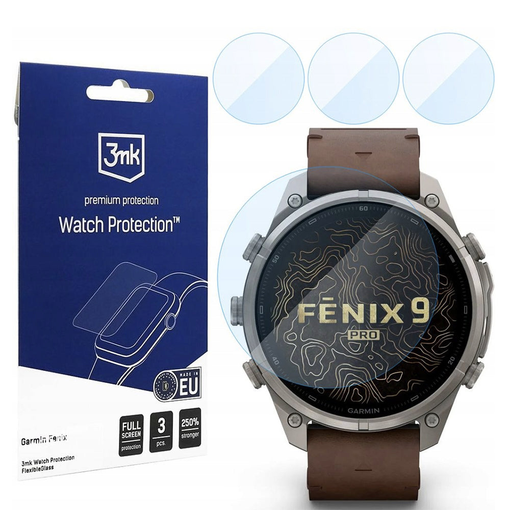 3MK FlexibleGlass Schutzfolie für Garmin Fenix 9 Pro 47 mm, flexibles Glas, 3er-Set