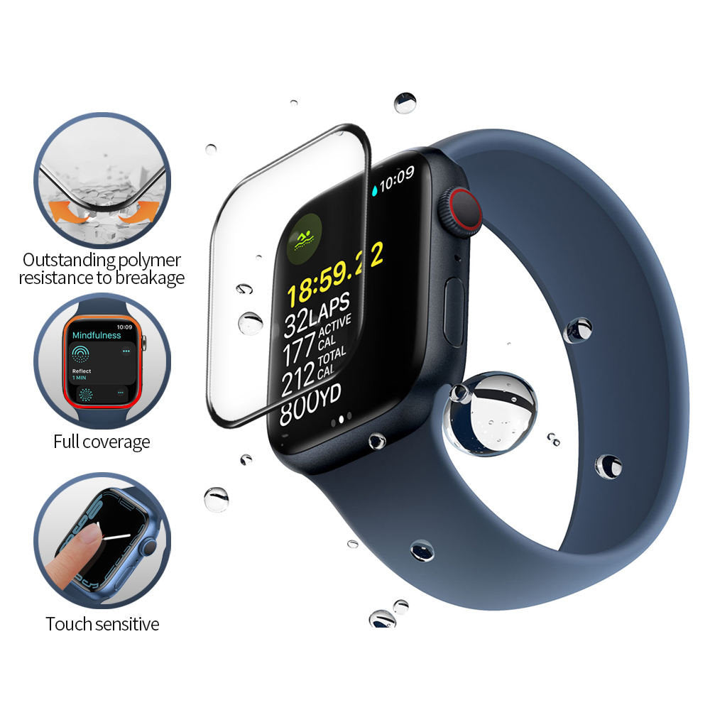 Blueo High Molecule Schutzfolie für Apple Watch 40mm Series, gehärtetes Glas, schwarz