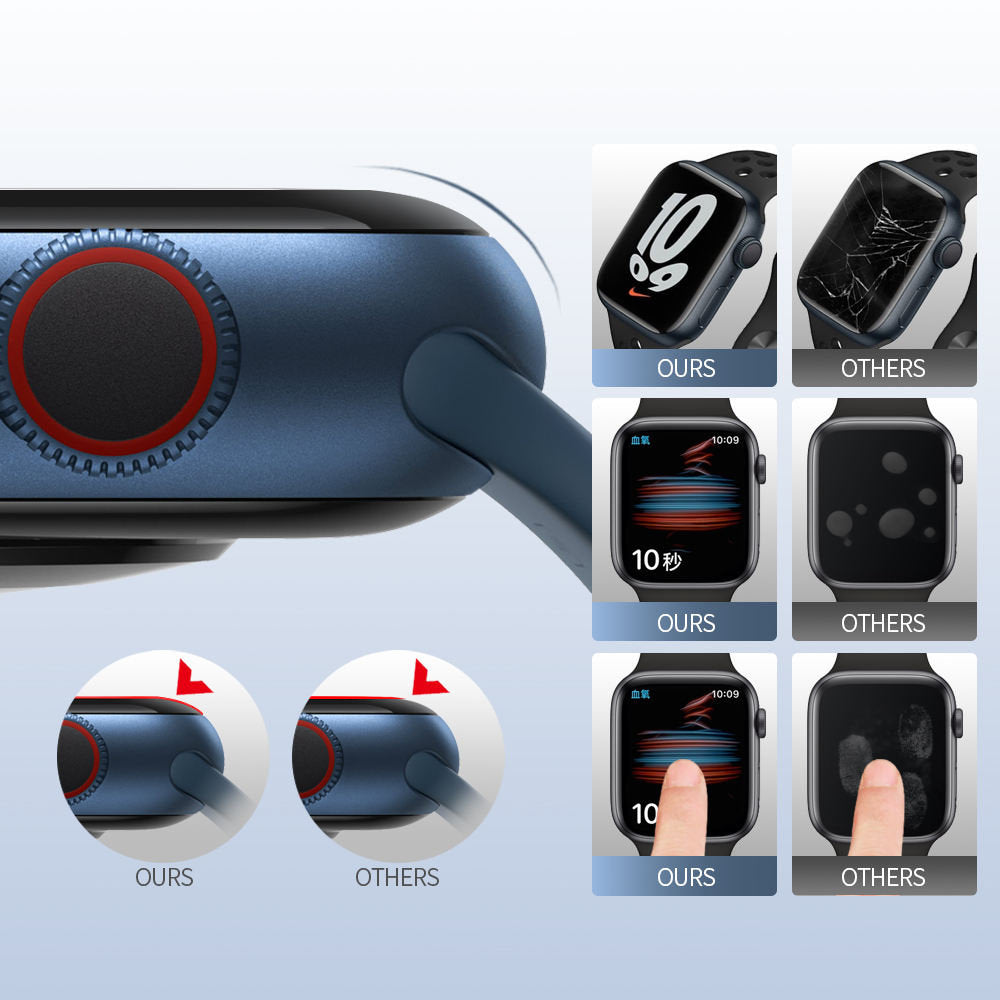 Blueo High Molecule Schutzfolie für Apple Watch 44mm Series, gehärtetes Glas, schwarz