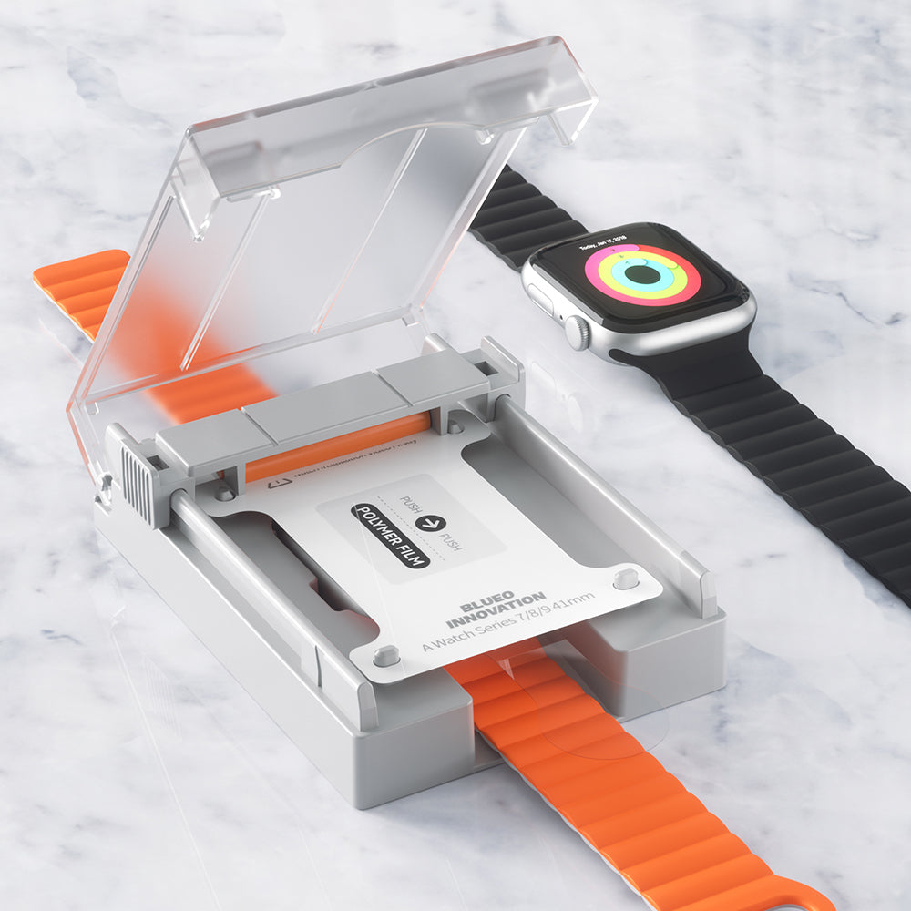 Blueo High Molecule Schutzfolie für Apple Watch 44mm Series, gehärtetes Glas, schwarz