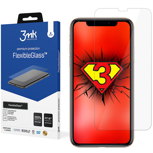 Film de protection d'écran 3MK FlexibleGlass pour Apple iPhone 11 / XR, Verre Flexible, Collage Complet