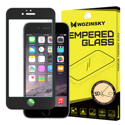 WZK Displayschutzfolie für Apple iPhone SE (2022) / SE (2020) / 8, gehärtetes Glas, Full Glue, 5D, Schwarz