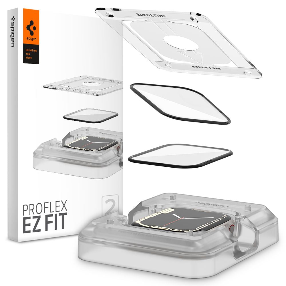 Spigen ProFlex EZ FIT Schutzfolie für Apple Watch 45mm | 2er Set | Flexibles Glas