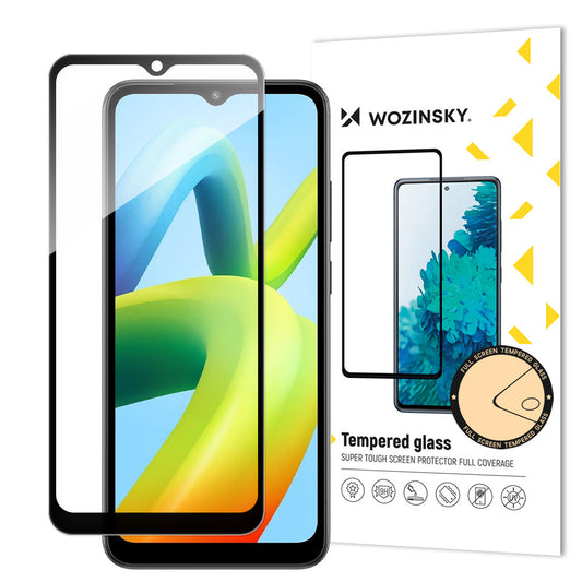 WZK Displayschutzfolie für Xiaomi Redmi A2+ / A2 / A2 / A1+ / A1, Glas geschützt, Vollverklebung, Schwarz