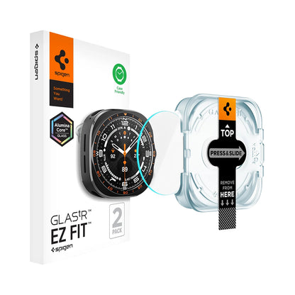 Film de protection Spigen GlastR EZ FIT pour Samsung Galaxy Watch Ultra2, Verre trempé, Lot de 2 pièces AGL11758