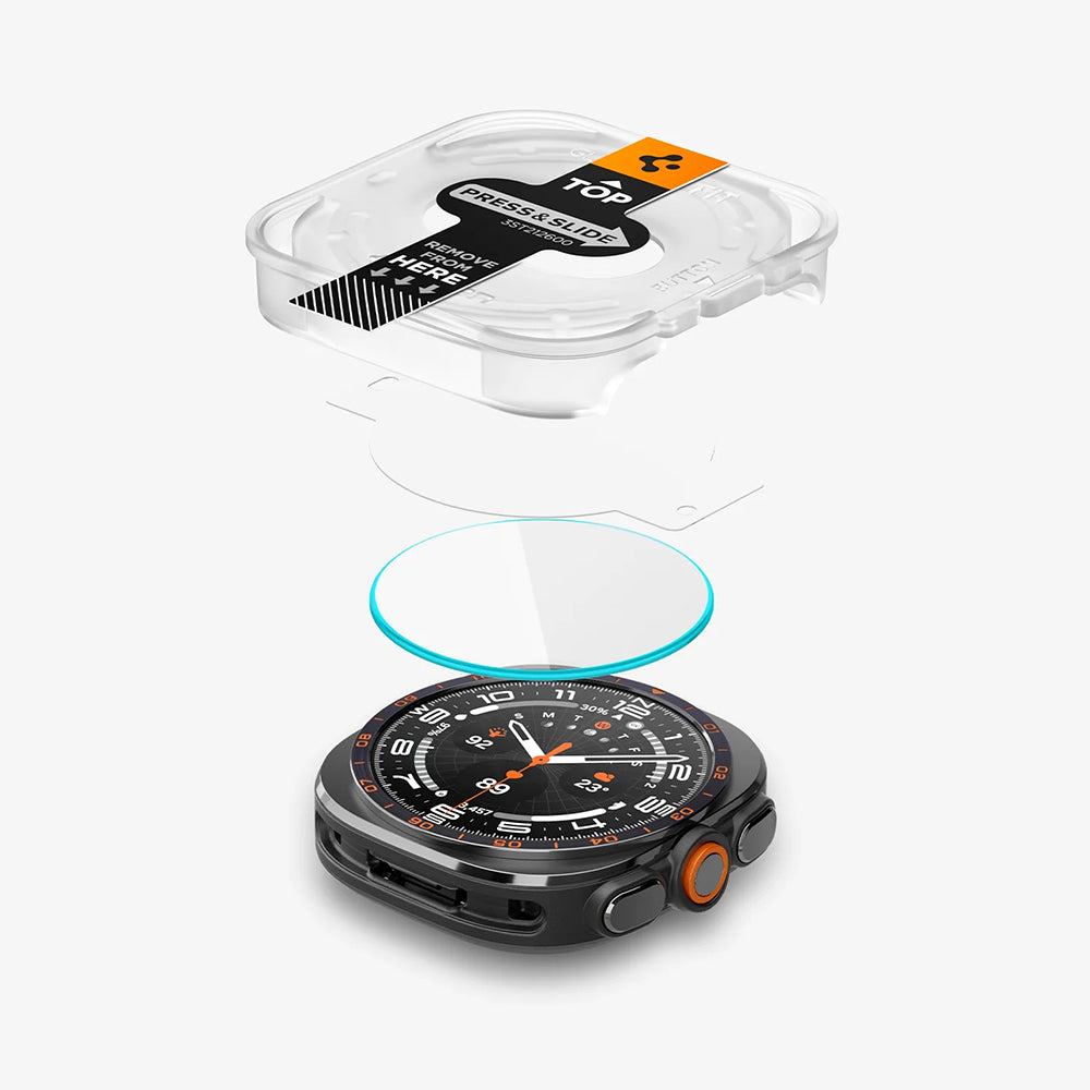 Film de protection Spigen GlastR EZ FIT pour Samsung Galaxy Watch Ultra2, Verre trempé, Lot de 2 pièces AGL11758