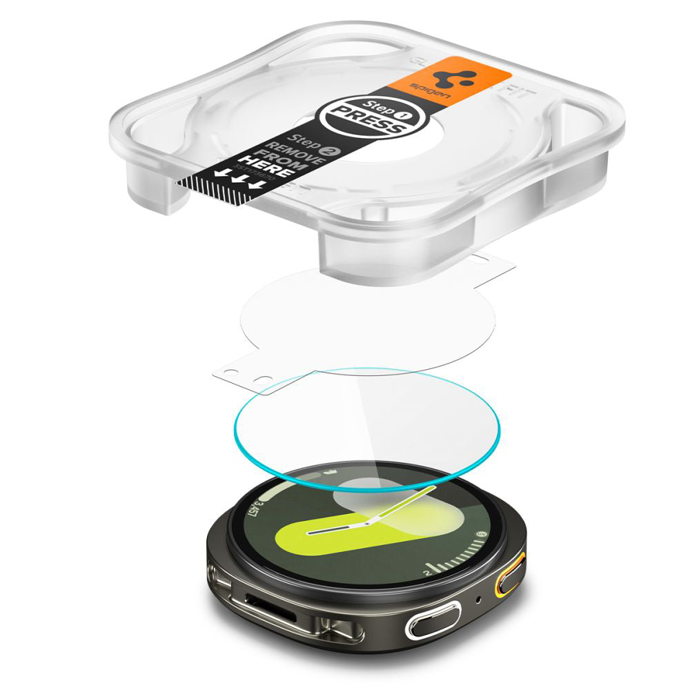 Film de protection Spigen GlastR EZ FIT pour Samsung Galaxy Watch8 44mm, Set de 2 pièces, Verre Trempé AGL09874
