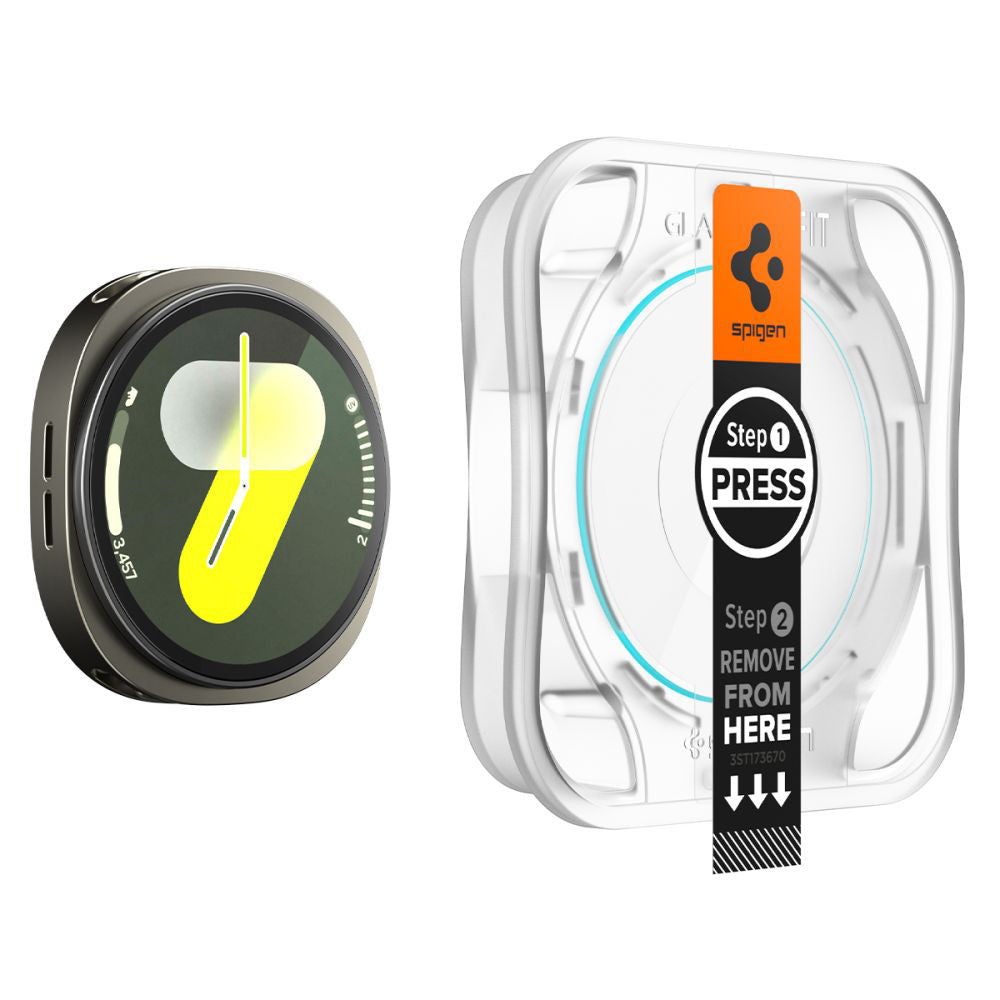 Film de protection Spigen GlastR EZ FIT pour Samsung Galaxy Watch8 44mm, Set de 2 pièces, Verre Trempé AGL09874