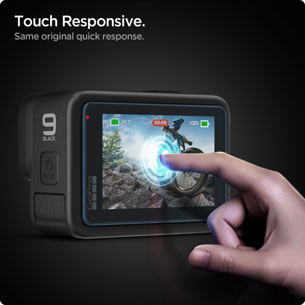 Displayschutz- und Linsenfolie Spigen GlastR Slim für GoPro Hero 12 / 9 / 10 / 11, gehärtetes Glas, Set 6 Stück AGL03045