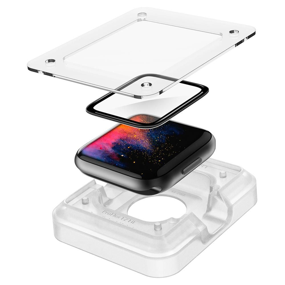 Spigen ProFlex EZ FIT Protection Film for Apple Watch 44mm Series, Set of 2 Pieces, Flexible Glass, Black