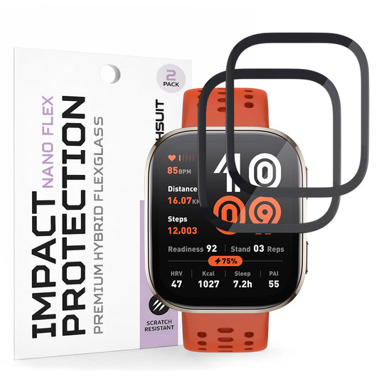 Film de protection Techsuit Nano Flex pour Amazfit Bip 6, Set de 2 pièces, Plastique, Noir