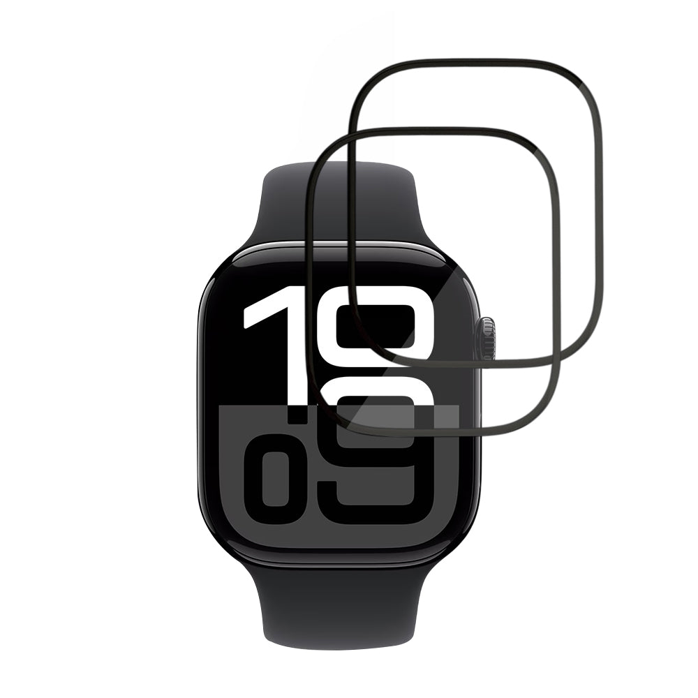 Film de protection Techsuit Nano Flex pour Apple Watch Series 10 / 11 46mm, Set de 2 pièces, Plastique, Noir