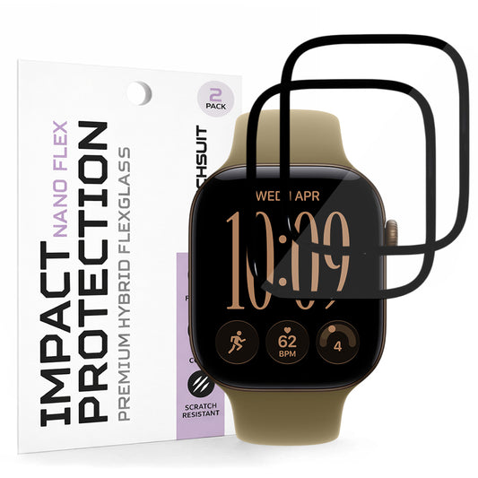 Techsuit Nano Flex Schutzfolie für Apple Watch Series 12 42 mm, Kunststoff, 2er-Set, Schwarz