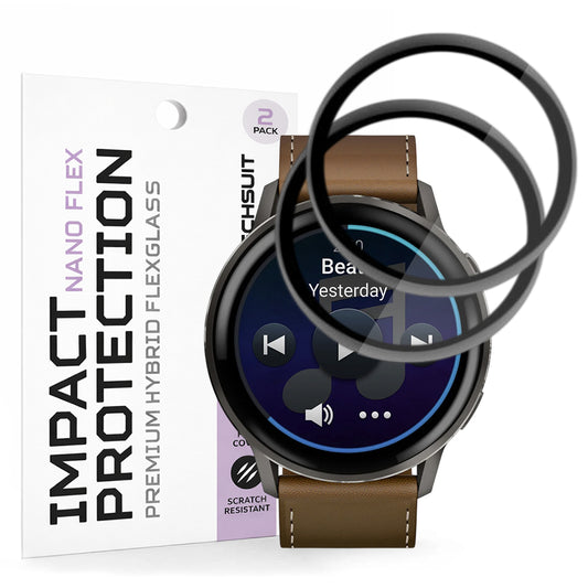 Film de protection Techsuit Nano Flex pour Garmin Venu 4 45mm, Set de 2 pièces, Plastique, Noir