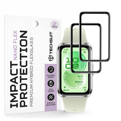 Film de protection Techsuit Nano Flex pour Huawei Band 11, Set de 2 pièces, Plastique, Noir