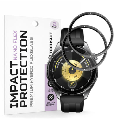 Film de protection Techsuit Nano Flex pour Huawei Watch GT 6 46mm, Set de 2 pièces, Plastique, Noir