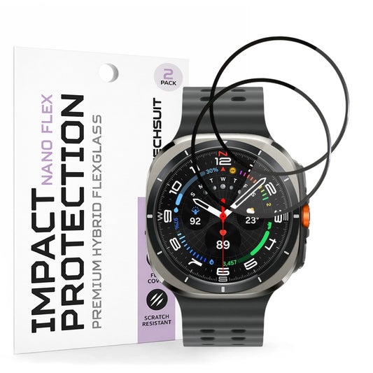 Schutzfolie Techsuit Nano Flex für Samsung Galaxy Watch Ultra, Set 2 Stück, Kunststoff, Schwarz