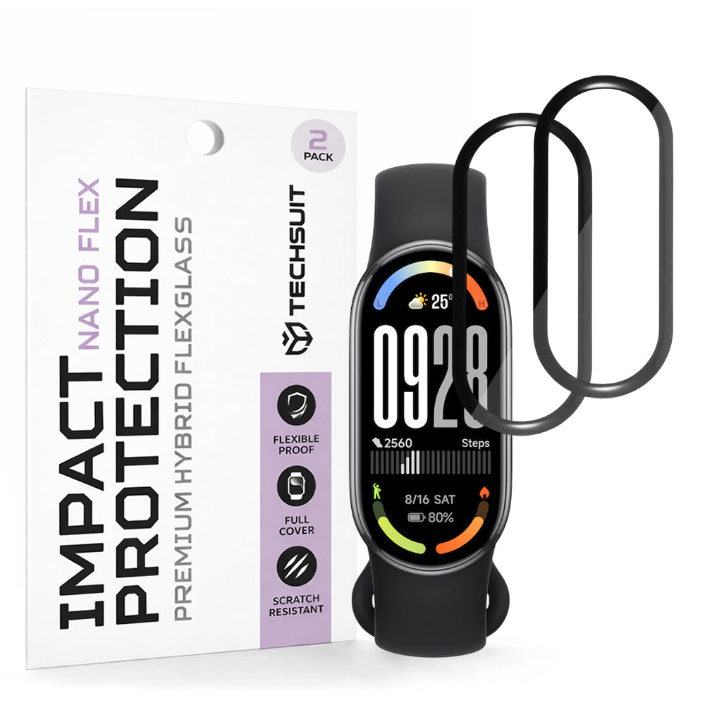 Film de protection Techsuit Nano Flex pour Xiaomi Smart Band 10, Lot de 2 pièces, Plastique, Noir