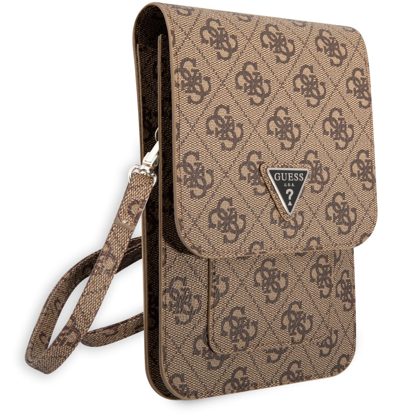 Sac Universel pour Téléphone, Guess, Logo Triangle 4G, Marron