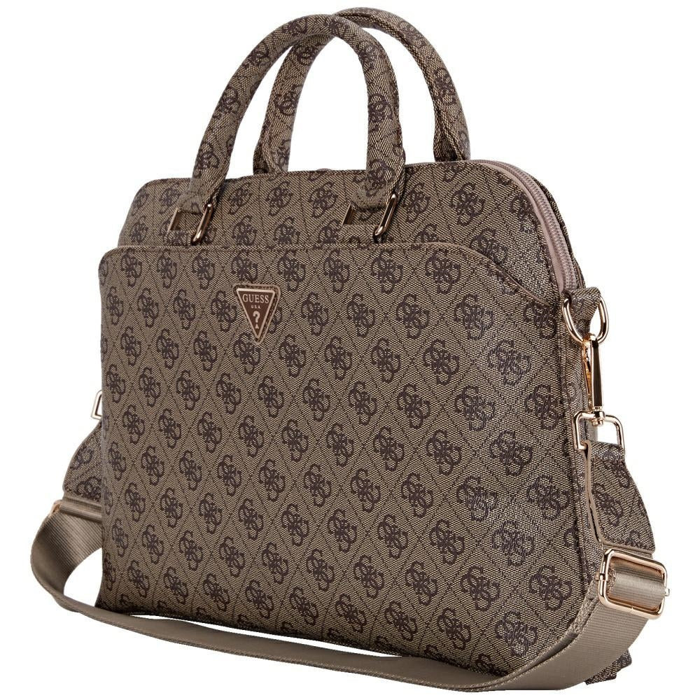 Guess 4G Triangle Logo Tasche für 15 Zoll Laptop, Braun