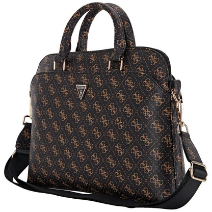 Guess 4G Triangle Logo Tasche für 15 Zoll Laptop, Schwarz Braun