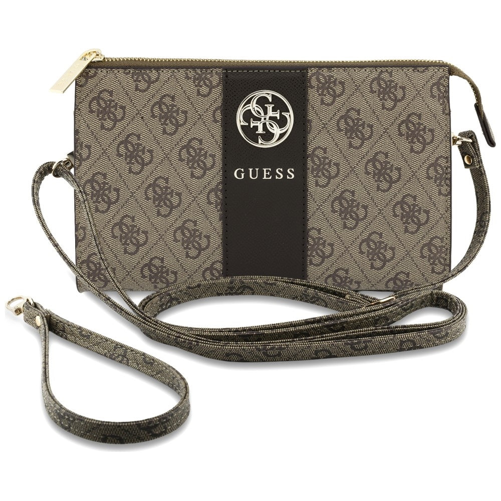 Universelle Handytasche, Guess, 4G Round Classic Logo Stripe, Braun