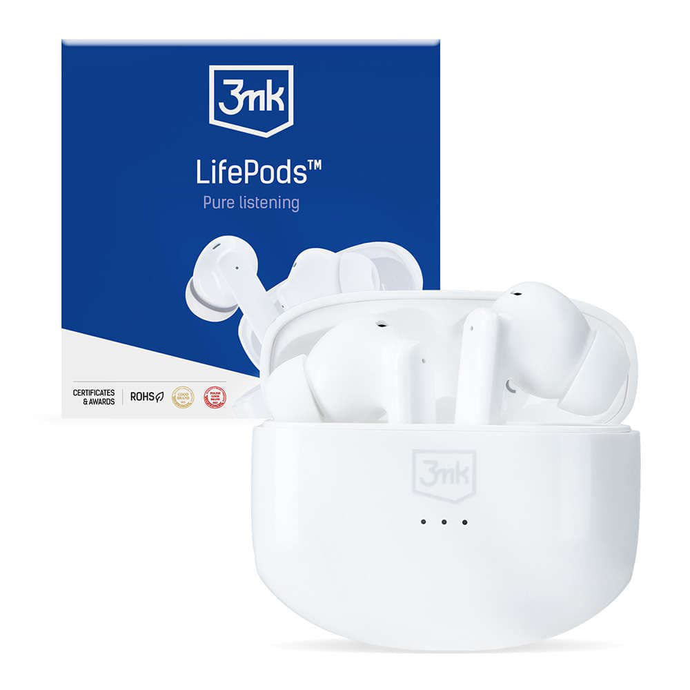Bluetooth Handsfree 3MK LIFEPODS, TWS, ANC, White