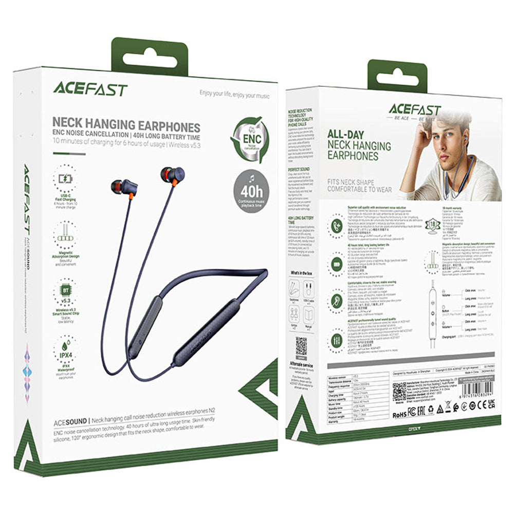 Kit mains libres Bluetooth Acefast N2, A2DP, Noir