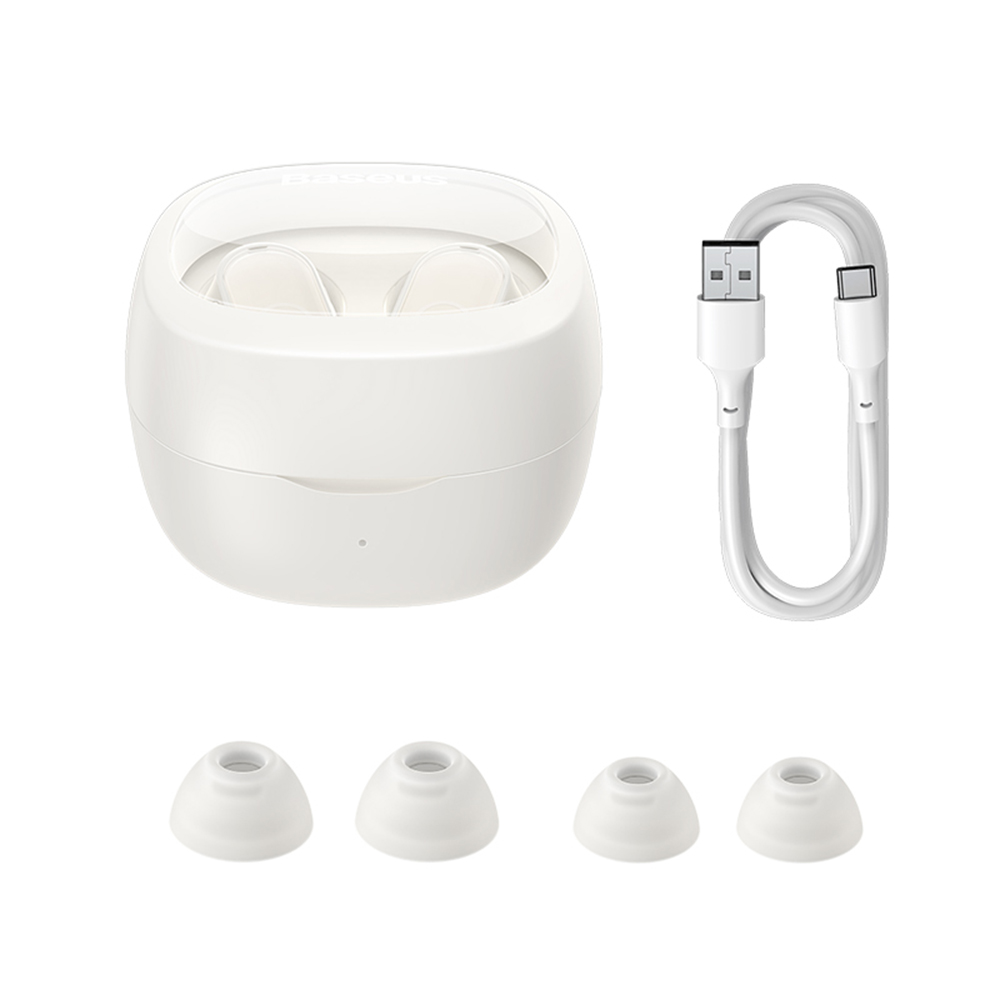 Kit mains libres Bluetooth Baseus Bowie WM02, TWS, Blanc, Reconditionné NGTW370202