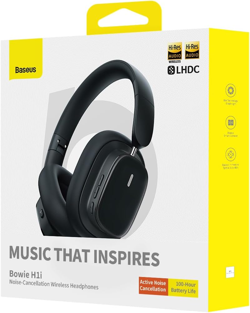 Bluetooth-Headset Baseus H1i, A2DP, ANC, Schwarz A00050402113-00