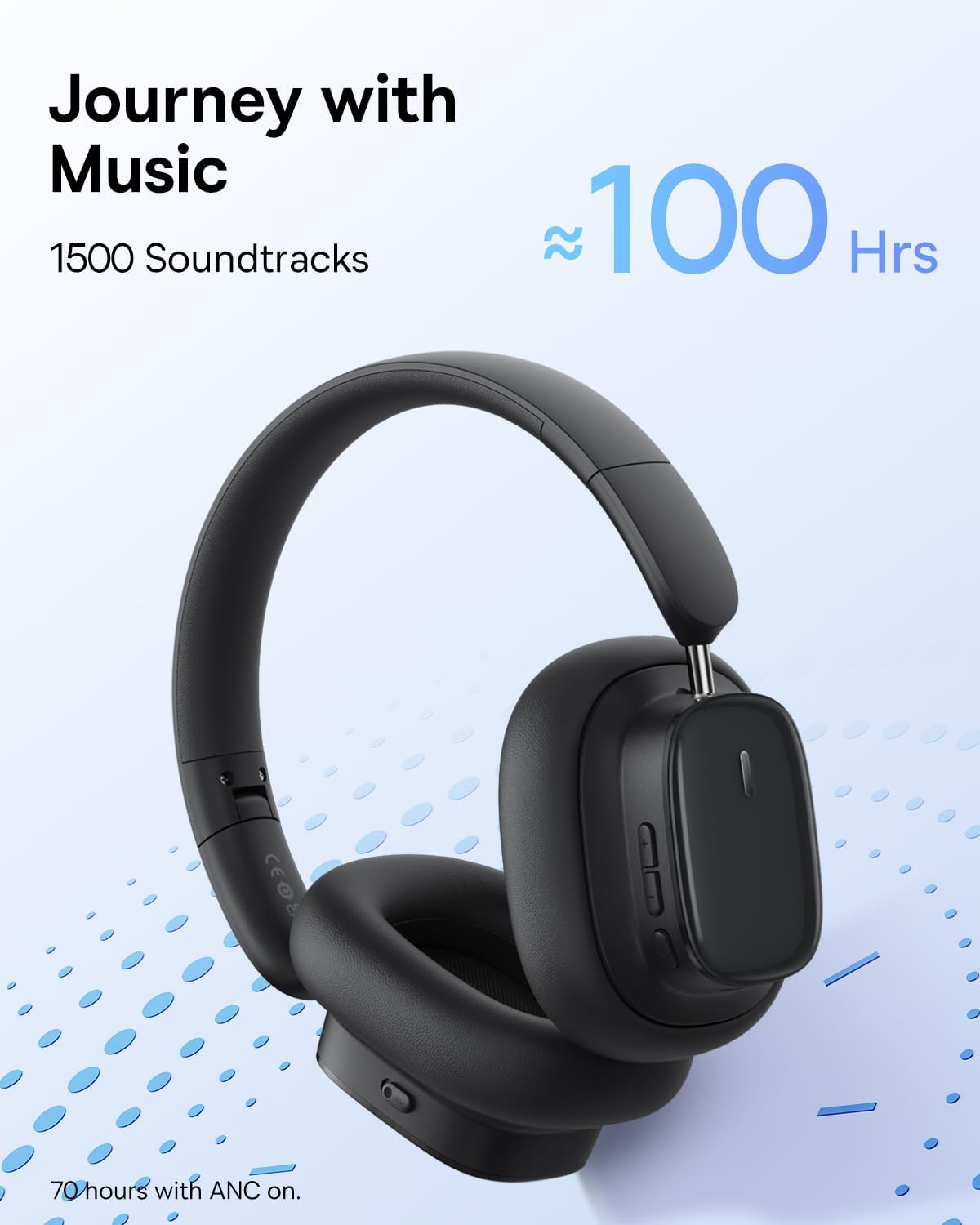 Bluetooth-Headset Baseus H1i, A2DP, ANC, Schwarz A00050402113-00