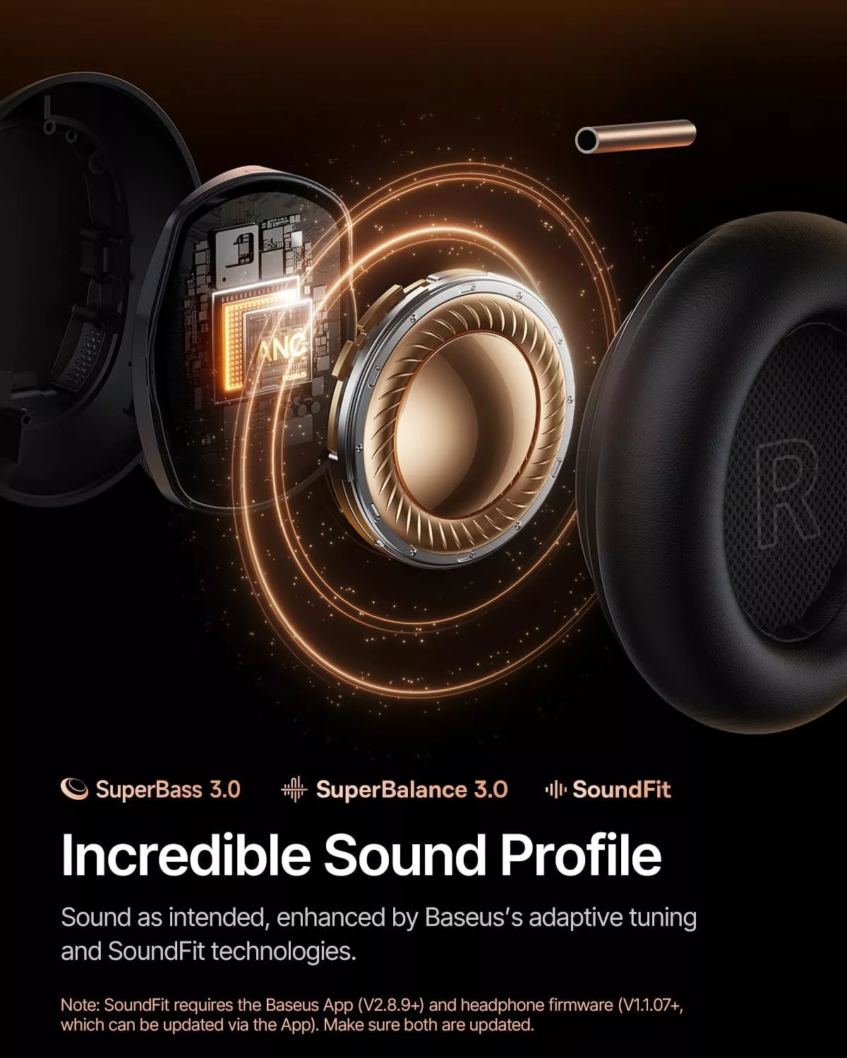 Handsfree Bluetooth Baseus Inspire XH1 Sound by Bose, A2DP, ANC, Schwarz A00085701123-00