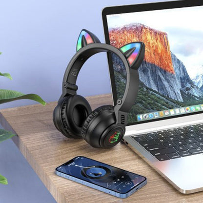 Kit mains libres Bluetooth Borofone BO18 Cat Ear, A2DP, Noir