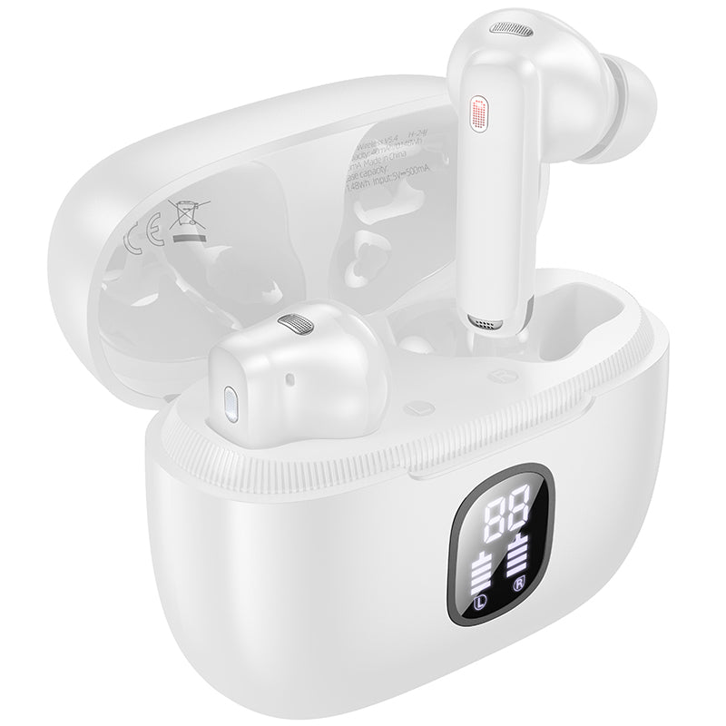 Kit mains libres Bluetooth Borofone FQ7 Treasure, TWS, ANC, MultiPoint, Blanc
