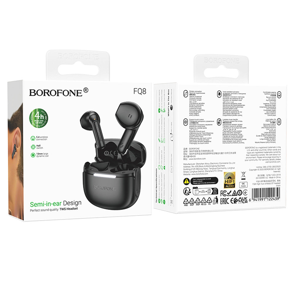 Kit mains libres Bluetooth Borofone FQ8 High, TWS, Noir