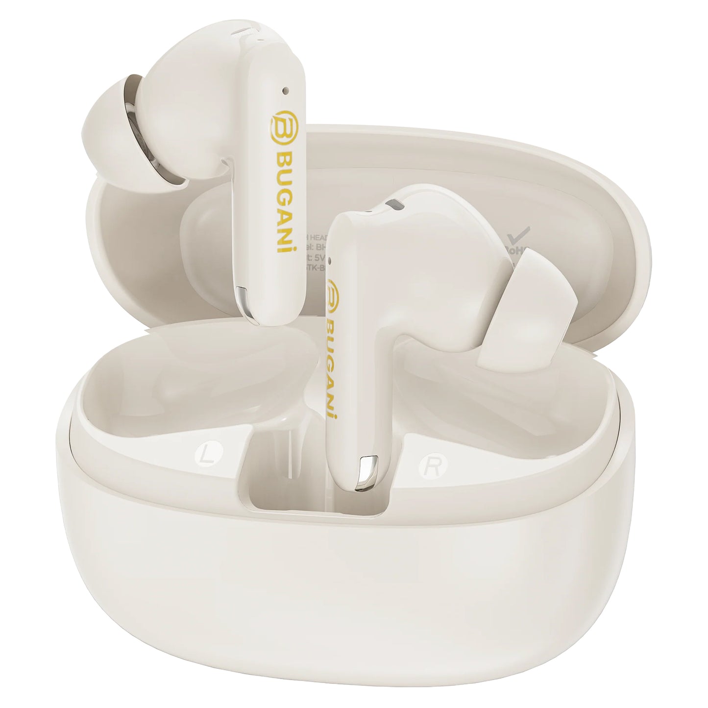 Casque Bluetooth Bugani Freebuds B20, TWS, ANC, Crème Clair