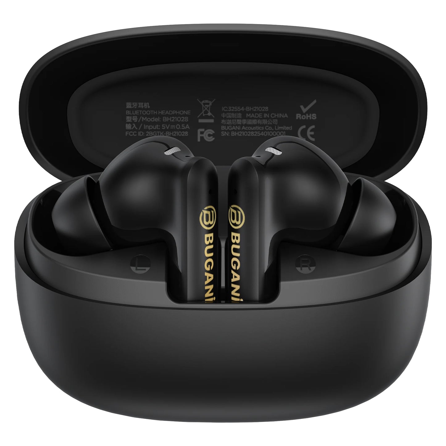 Bluetooth-Headset Bugani Freebuds B20, TWS, ANC, Schwarz
