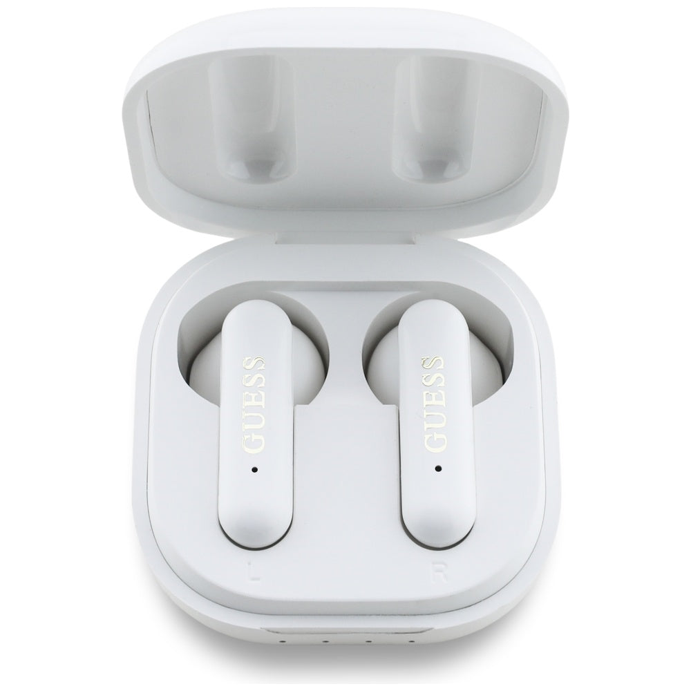 Kit mains libres Bluetooth Guess 4G Logo Métallique, TWS, Blanc