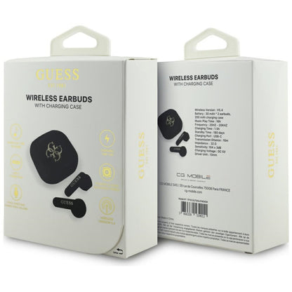 Kit mains libres Bluetooth Guess 4G Logo Métallique, TWS, Blanc