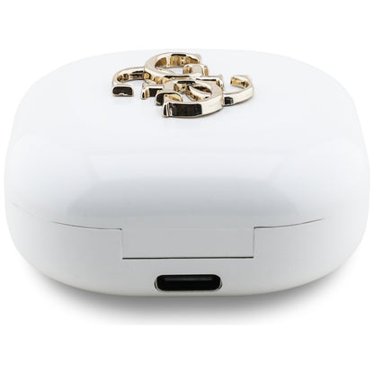 Kit mains libres Bluetooth Guess 4G Logo Métallique, TWS, Blanc
