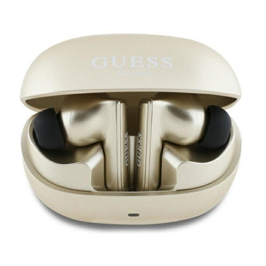 Handsfree Bluetooth Guess Capsule Logo Imprimé, TWS, ANC, Doré