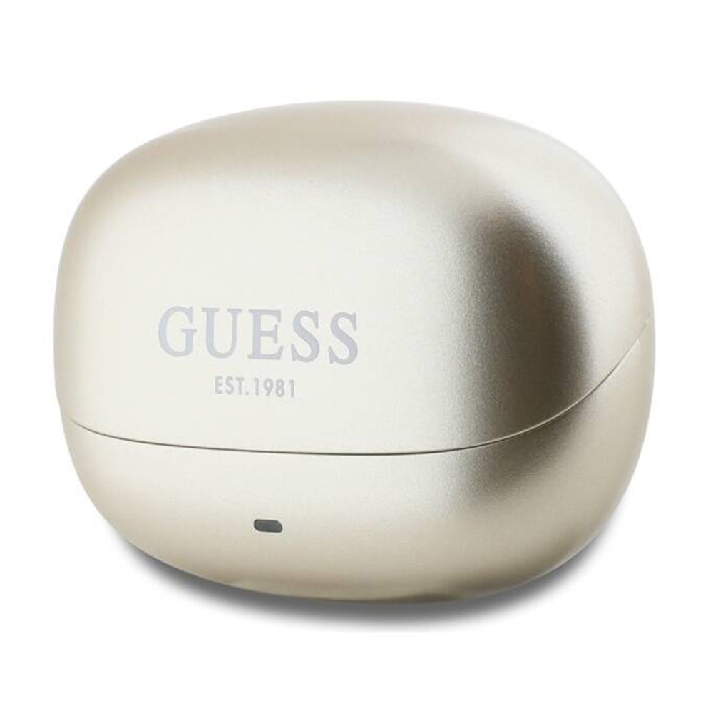 Handsfree Bluetooth Guess Capsule mit bedrucktem Logo, TWS, ANC, Gold