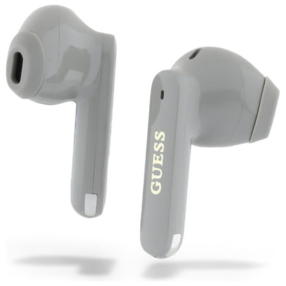 Handsfree Bluetooth Guess Elongated Metallic Printed Logo, TWS, Grey